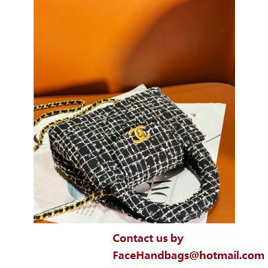 Chanel Cotton Tweed  &  Gold-Tone Metal Mini Shopping Bag AS4416 Black 2025